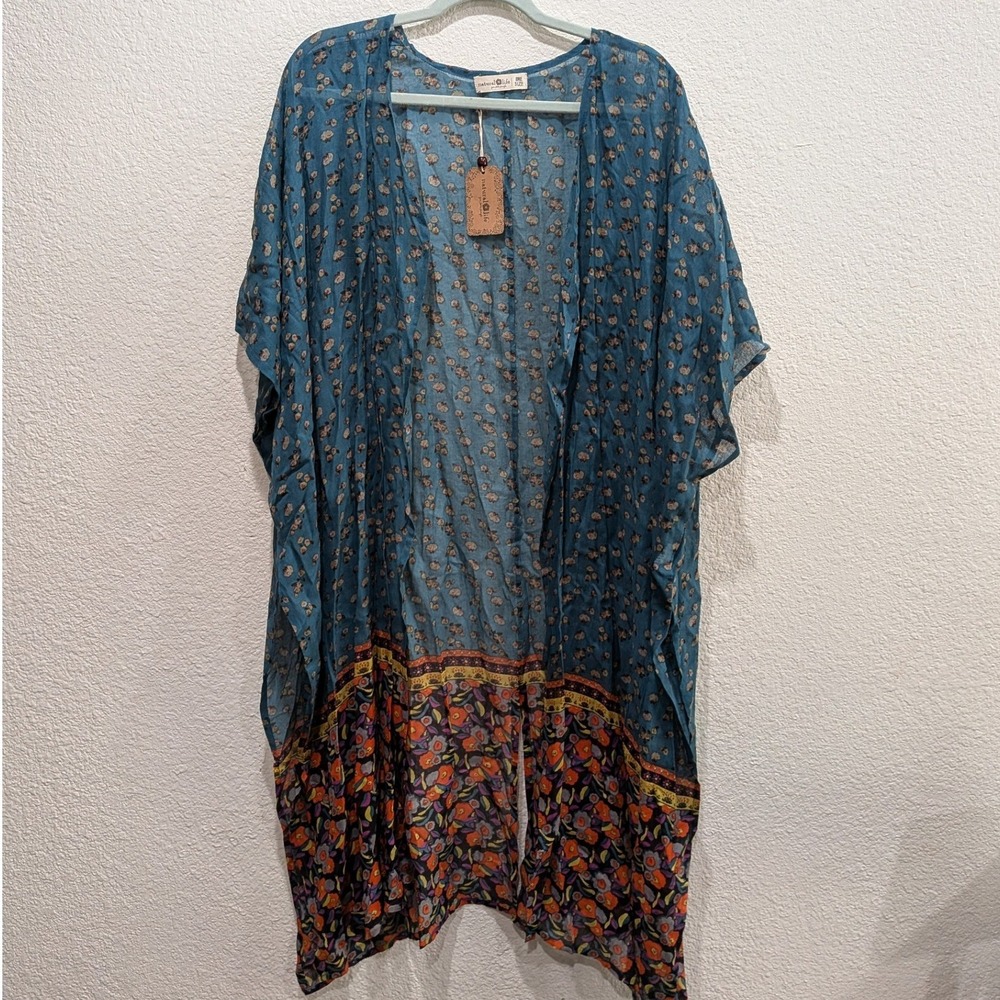 NWT Natural Life Women's Kimono One Size Boho Cover Up Resort Festival Duster